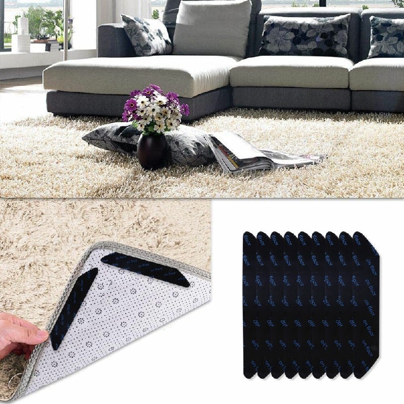 8 pcs Anti Slip Soft Mat Rug Carpet Anti Curling Rug Grippers Tape Floor Stickers