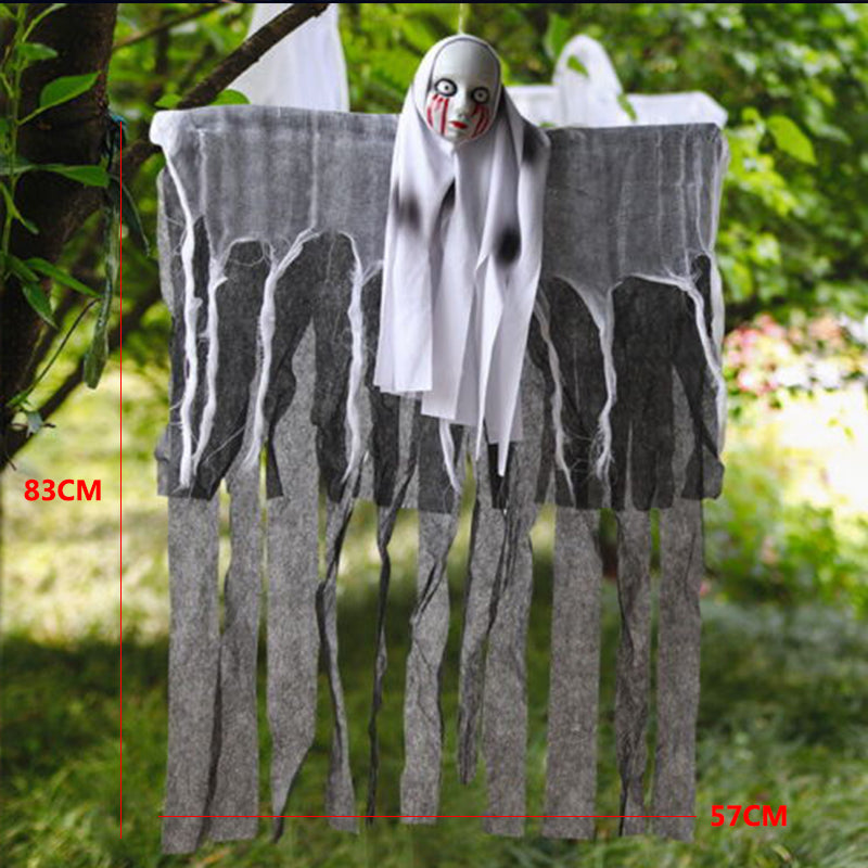 Hanging Ghost Skeleton Head Blood Bleeding Eyes for Haunted House Props Spooky Scene
