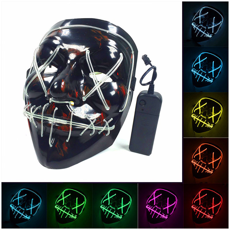 Light Up Purge Mask Led Scary Halloween Cosplay Masks for Adults