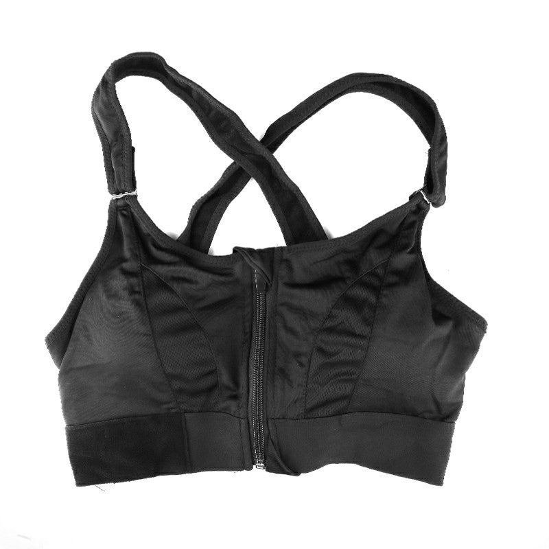 Front Zipper Sports Bras Workout Yoga Shock Proof Bra Tops - Black