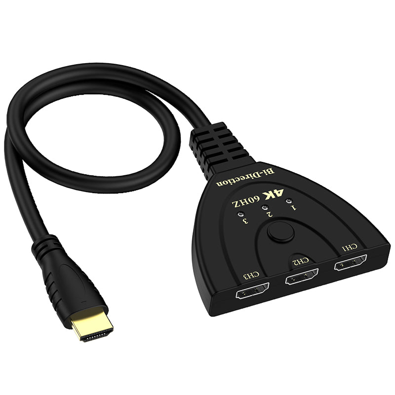 4K 3 Port HDMI Switch Splitter 3-To-1 Bi-Directional Cable