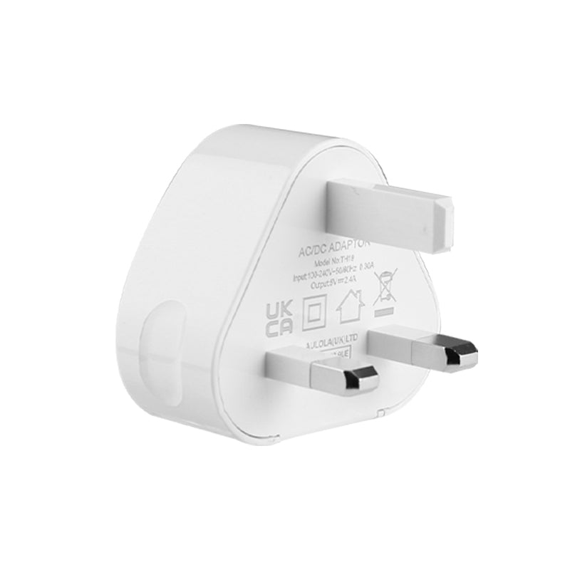 2x TH19 High Output 2.4A Dual USB UK Plug AC Power Adapter- White