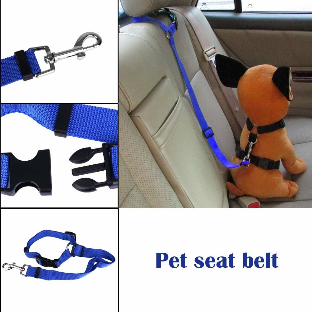 Dog Pet Adjustable Car Safety Seat Belt Harness Travel Lead Restraint Leash Belt Traction Rope