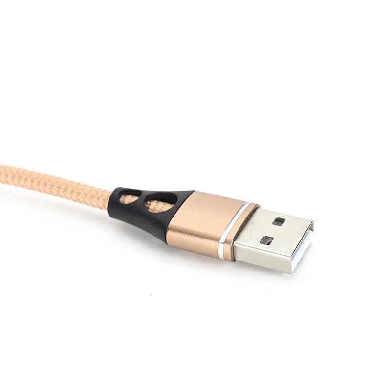 2x Nylon Braided Alloy Micro USB Charger Cable for Android Cellphone Devices - Gold
