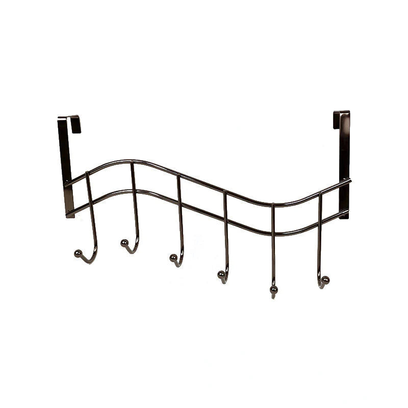 Over Door Hooks 6 Hooks Coat Clothes Storage Rack Wall Hanger Black 44 cm