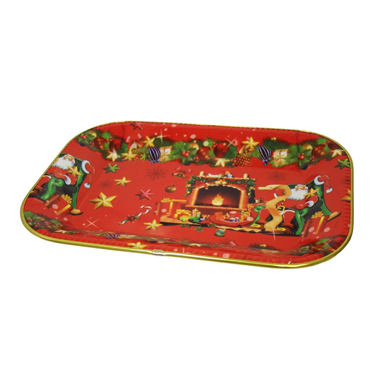 Plastic Christmas Party Serving Tray Printed Design 43 x 30 cm Assorted Designs