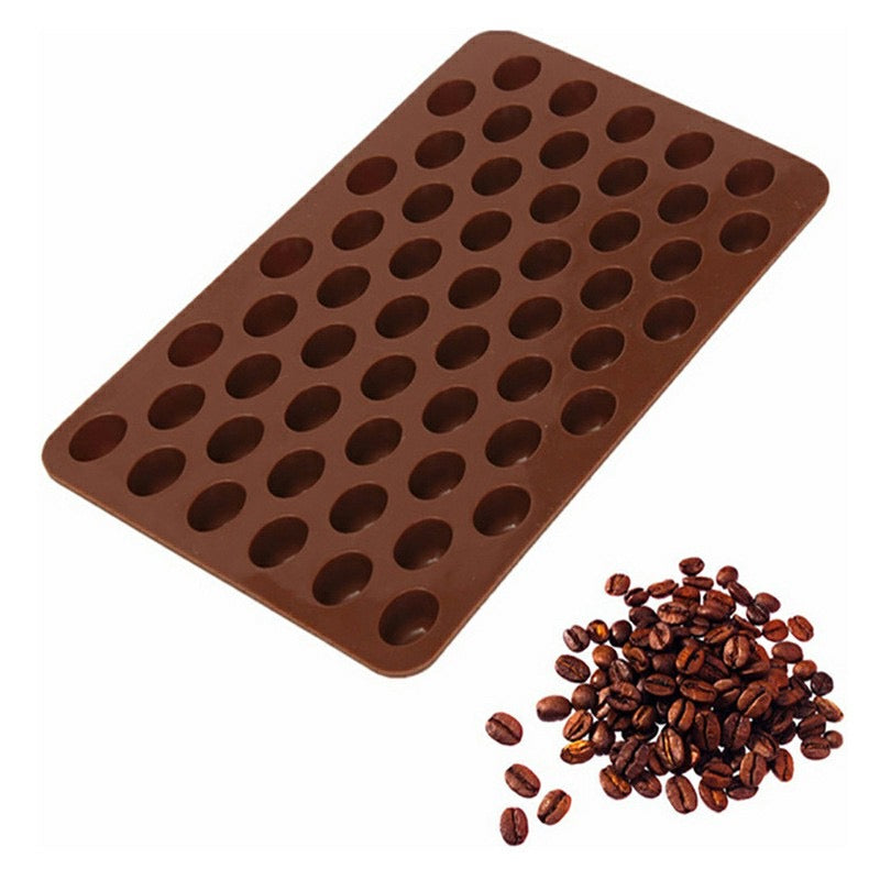 55 Mini Coffee Beans Chocolate Mold Candy Ice Cube Jelly DIY Cake Decoration Baking Molds