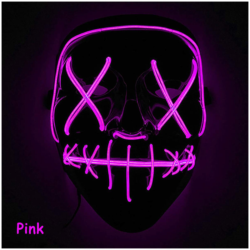 Light Up Purge Mask Led Scary Halloween Cosplay Masks for Adults