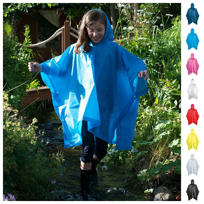 Lightweight Poncho Waterproof Raincoat for Childrens Boys Girls 45 x 72 inch