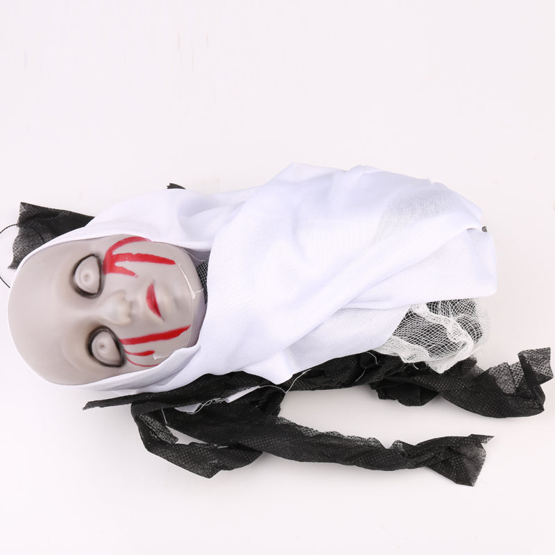 Hanging Ghost Skeleton Head Blood Bleeding Eyes for Haunted House Props Spooky Scene