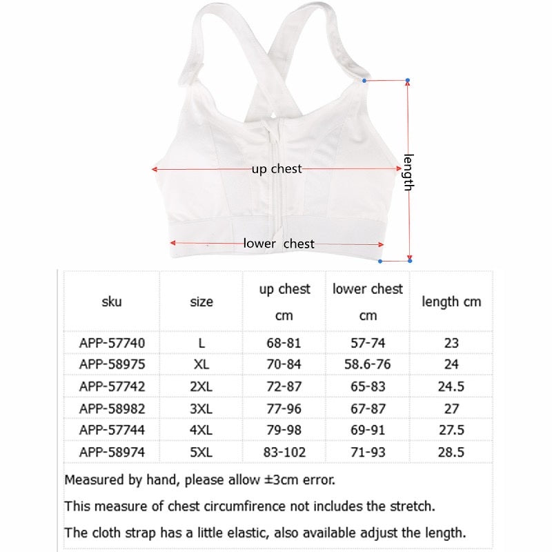 Front Zipper Sports Bras Workout Yoga Shock Proof Bra Tops - Black