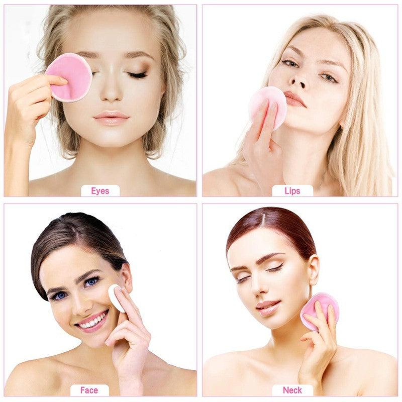 Natural Reusable Soft Gentle Makeup Remover Pads Foundation Cleaning Cotton Pad for Sensitive Skin - Pink