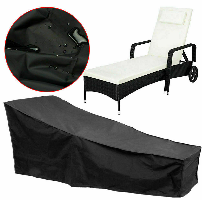 2pcs Dewproof Sun Lounger Furniture Cover Rattan Bed Protector for Outdoor Garden Patio