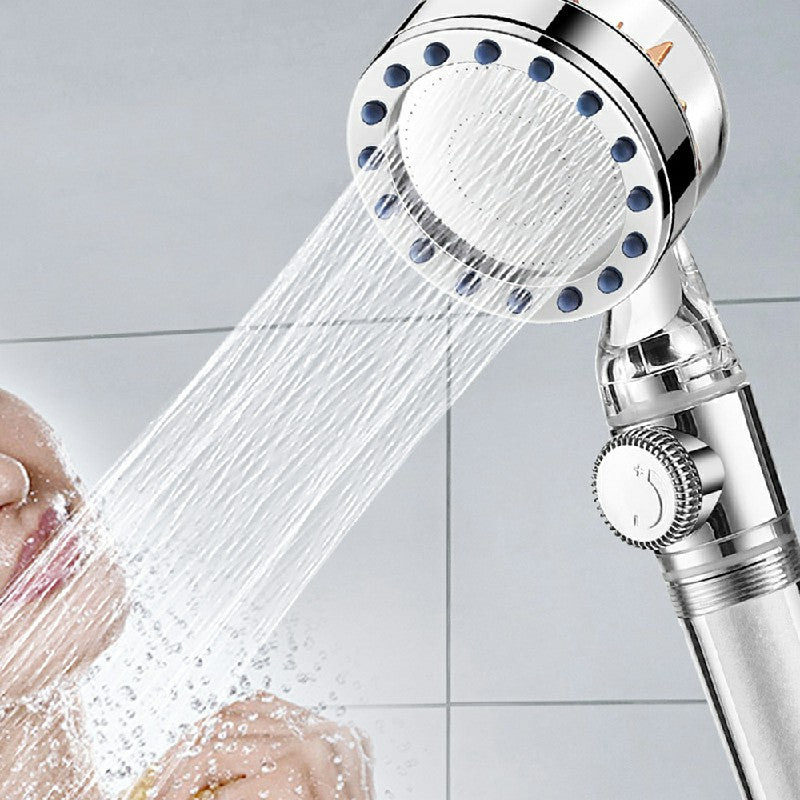 Handheld Turbocharged Pressure Propeller Shower Adjustable Shower Head - Silver