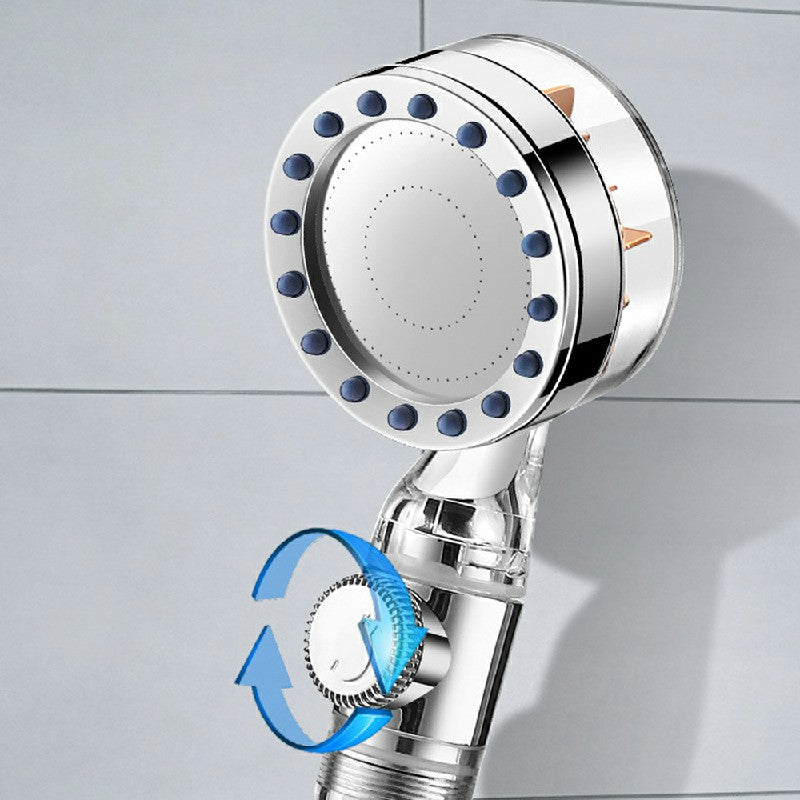 Handheld Turbocharged Pressure Propeller Shower Adjustable Shower Head - Silver