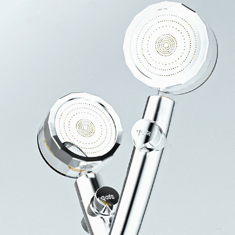 High Pressure Spray Shower Head 360 degree Rotatable Water Saving One-press Design - Silver