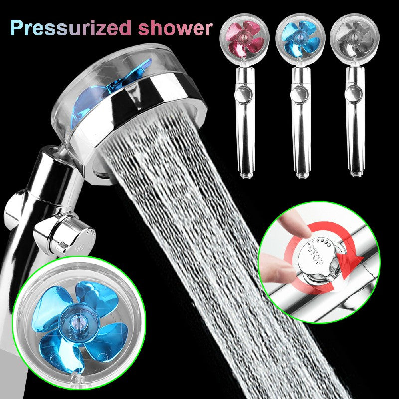 High Pressure Spray Shower Head 360 degree Rotatable Water Saving One-press Design - Silver