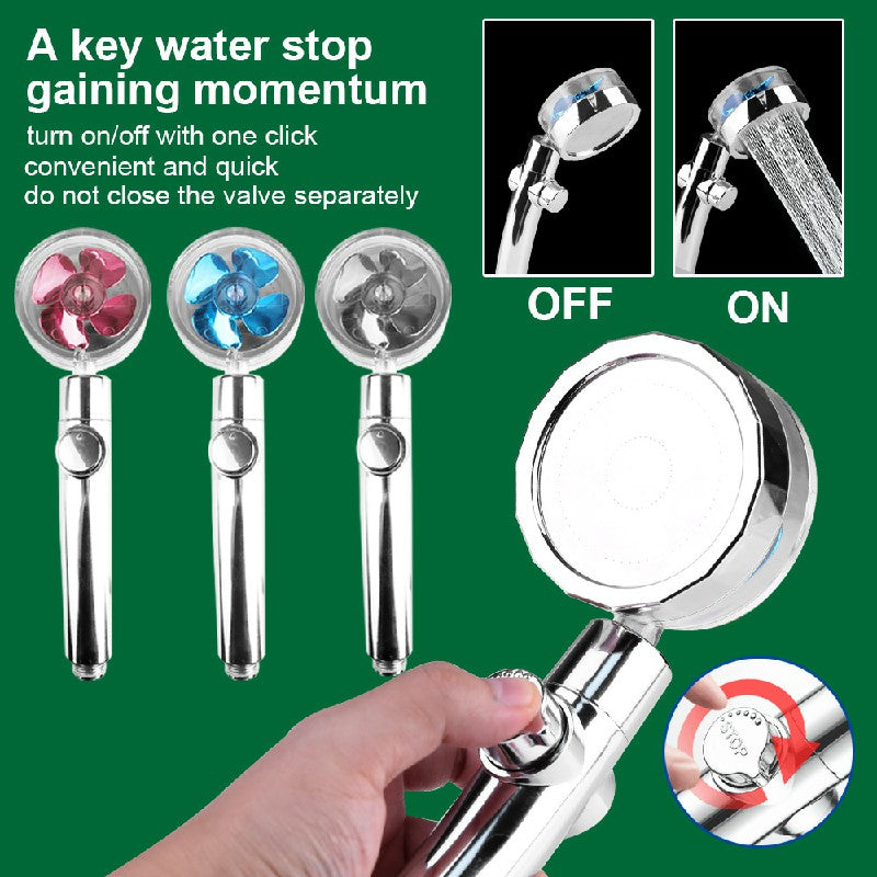 High Pressure Spray Shower Head 360 degree Rotatable Water Saving One-press Design - Silver