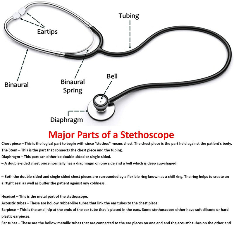Pro Dual Head EMT Stethoscope for Doctor Nurse Vet Medical Health - Black