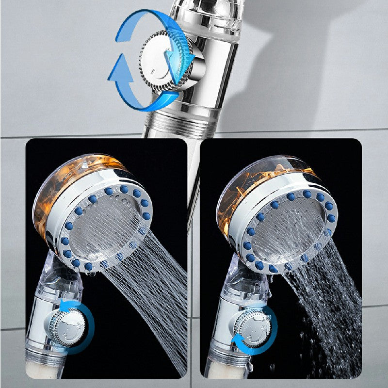 Handheld Turbocharged Pressure Propeller Shower Adjustable Shower Head - Silver