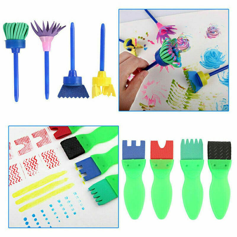 "Vibrant Creations with Ease: 42-Piece Blue Paint Brushes and Sponge Painting Tool Set for Creative Play"