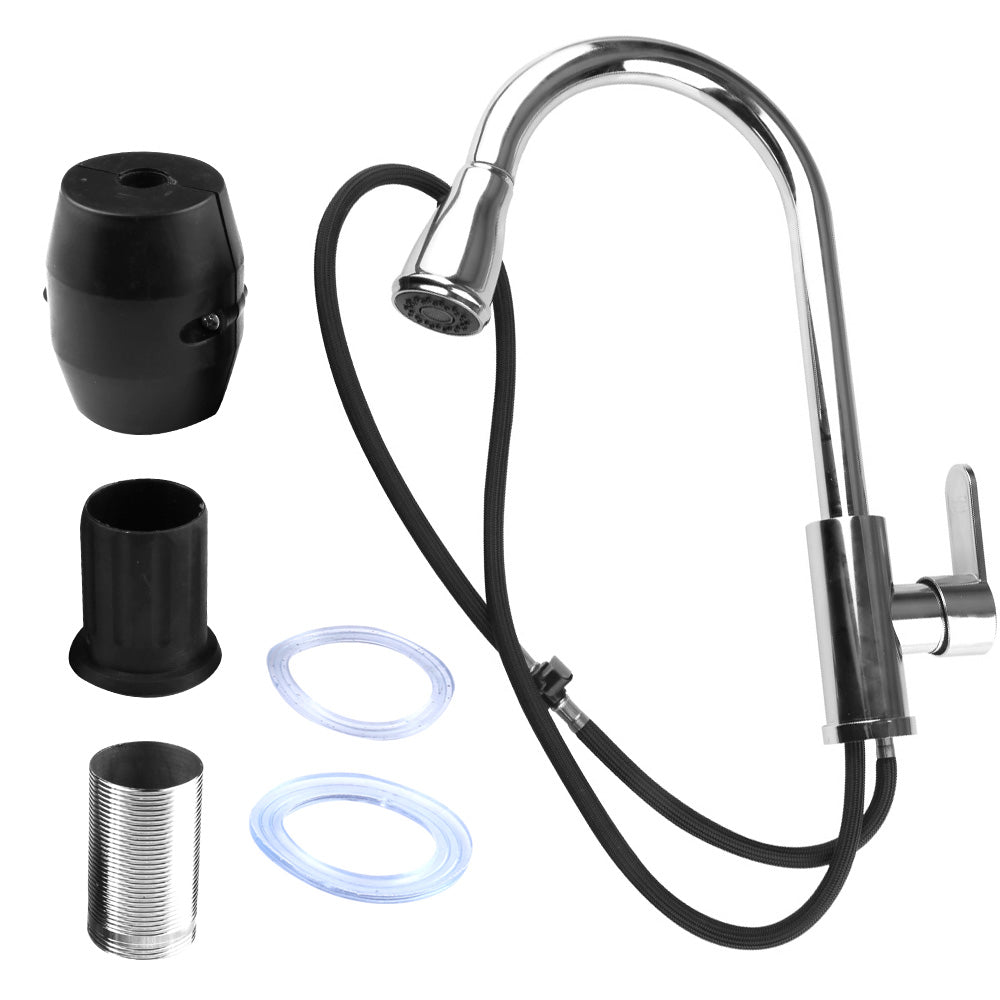 Stainless Steel Kitchen Taps Sink Mixer Pull Out Spray Tap Single Faucet - Silver