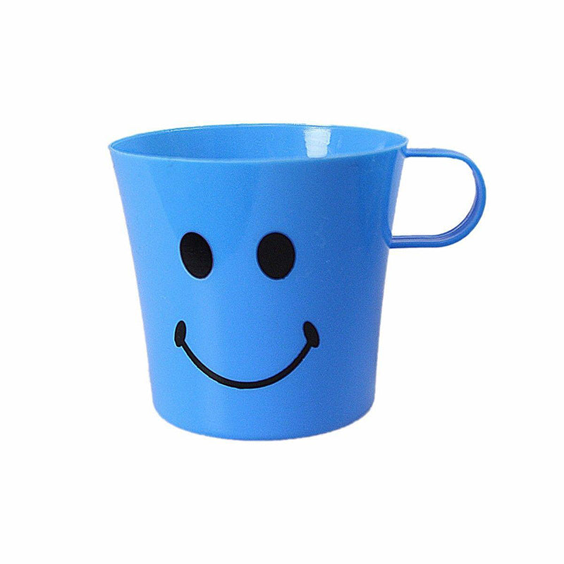 Childrens Smiley Face Plastic Drinking Mugs with Handle for Party Travel Beach 4 Pack