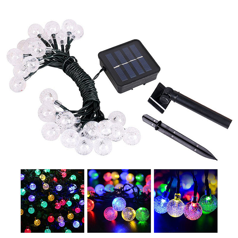 Illuminate Your Christmas with Colorful 6.5M 30 LED Bubble Ball Shaped Solar Powered String Lights