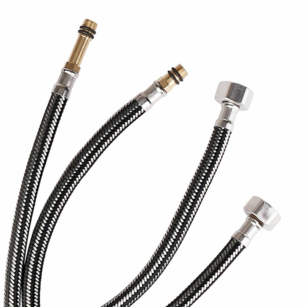 Modern Sink Mixer Tap Bathroom Basin Chrome Bath Taps Shower with 2 pcs 60cm Braided Hoses