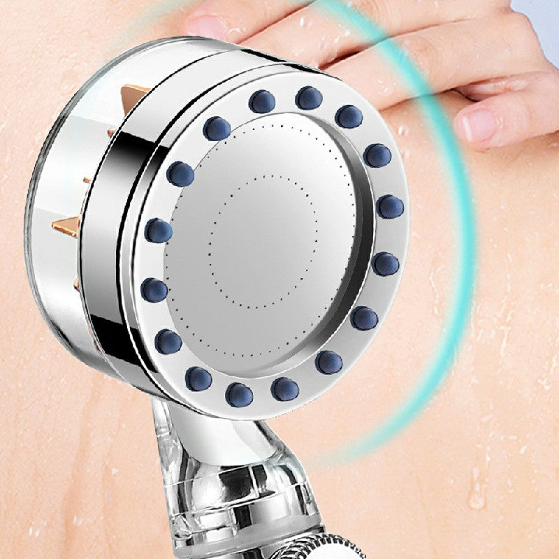 Handheld Turbocharged Pressure Propeller Shower Adjustable Shower Head - Silver