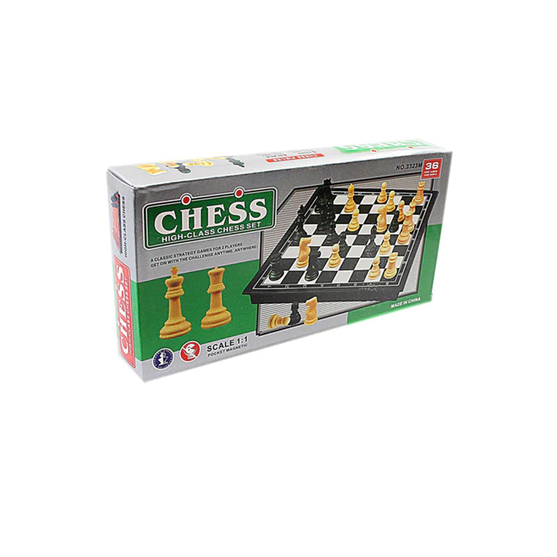 High Class Chess Set Ivory Black 36 Pieces Magnetic Board 19.3 x 19.3cm