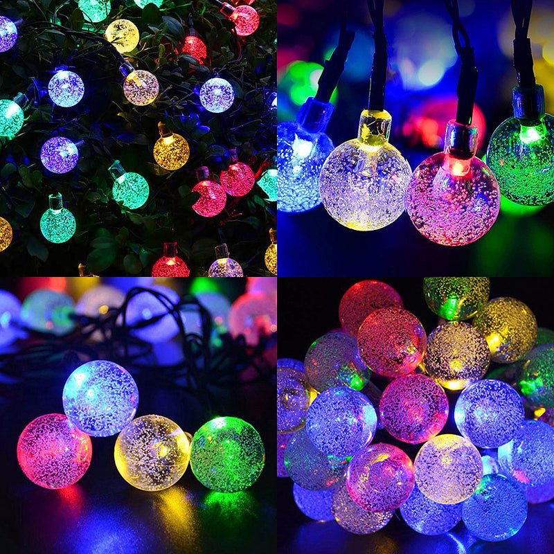 Illuminate Your Christmas with Colorful 6.5M 30 LED Bubble Ball Shaped Solar Powered String Lights