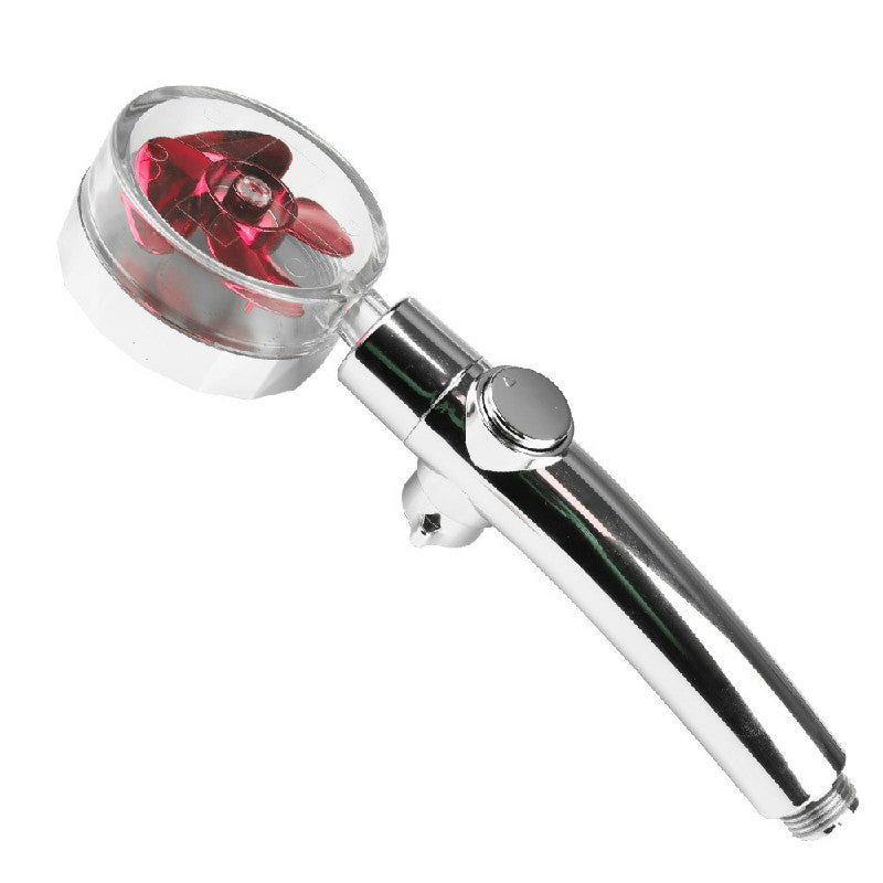 High Pressure Spray Shower Head 360 degree Rotatable Water Saving One-press Design - Pink