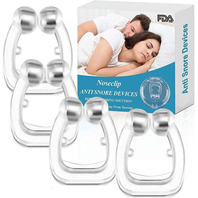 "Silent Sleep Savior: 4 PCS Magnetic Anti-Snore Nose Clips"