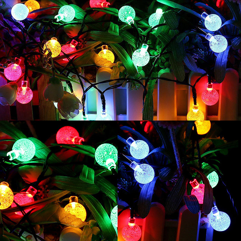 Illuminate Your Christmas with Colorful 6.5M 30 LED Bubble Ball Shaped Solar Powered String Lights