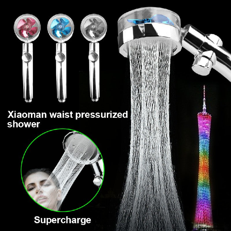 High Pressure Spray Shower Head 360 degree Rotatable Water Saving One-press Design - Silver