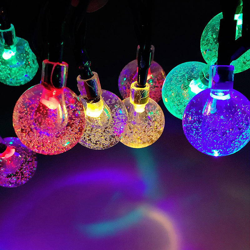Illuminate Your Christmas with Colorful 6.5M 30 LED Bubble Ball Shaped Solar Powered String Lights