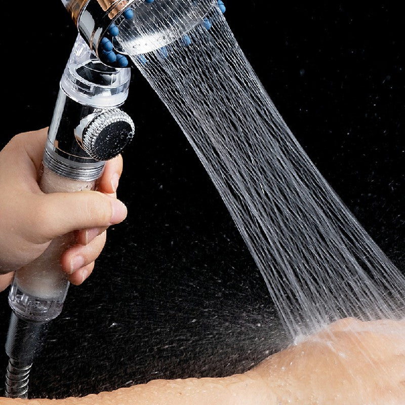 Handheld Turbocharged Pressure Propeller Shower Adjustable Shower Head - Silver