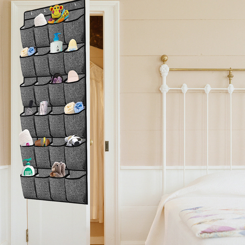 24 Pockets Hanging Shoe Holder Storage Box Over Door Rack Hanger Closet Organizer