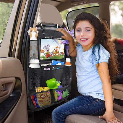 2X Car Back Seat Organiser iPad Tablet Holder Storage Kick Mats Kids Toys Bag - 10 Pockets