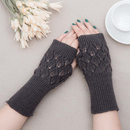 Winter Arm Hand Warmer Knitted Long Fingerless Gloves Soft Mittens for Female