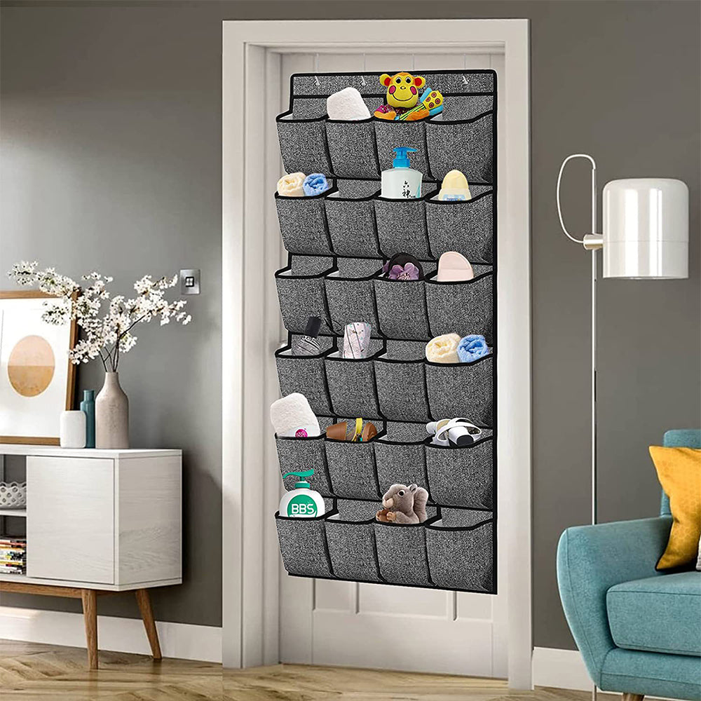 24 Pockets Hanging Shoe Holder Storage Box Over Door Rack Hanger Closet Organizer