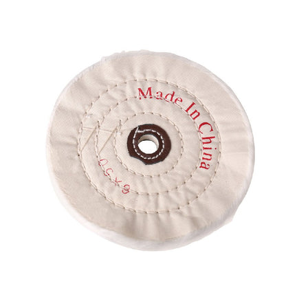 150MM 6 Inch Spiral Stitched Cotton Buffing Polishing Wheel Mop Bench Grinder - inner diameter 16MM