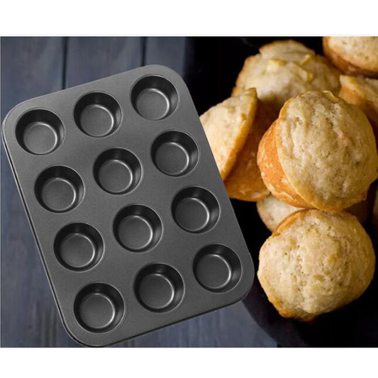 12 Cup Pan Muffin Cupcake Tray Non Stick Moulds Baking Trays Bake Tins