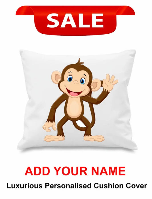 Personalised Monkey Cushion case cover, 40x40 cm, add your name, Monkey cushion