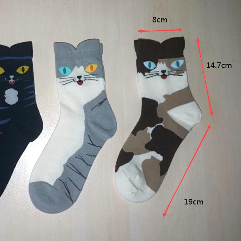 4 Pairs Cute Cotton Cat Socks for Winter Premium Socks Novelty Animal Sock for Girls and Ladies