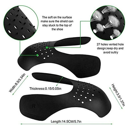 Reusable Anti Crease Sneaker Shields Shoe Trainer Protector Toe Box Decreaser for Women UK 3-6.5 - Black