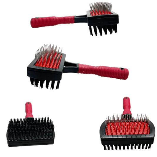 Pet Double Sided Grooming Brush for Massaging and Cleaning Removes Knots and Tangles - Random Colour