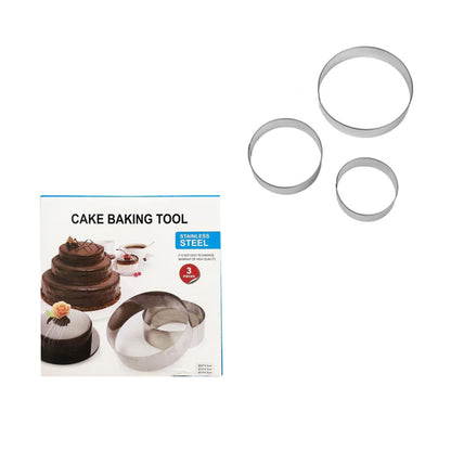 Stainless Steel 3pcs Cake Ring with Polished Surface Bottom Tower Pie Cake Mould