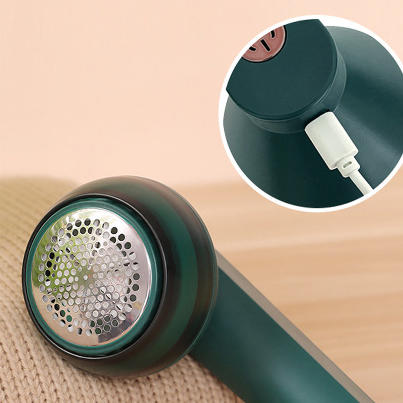 Electric Lint Fuzz Ball Remover USB Rechargeable 15.5 cm Fabric Shaver - Green